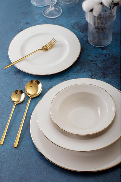 Altın Yaldız 24 Parça 6 Kişilik Bone China Porselen Yemek Takımı