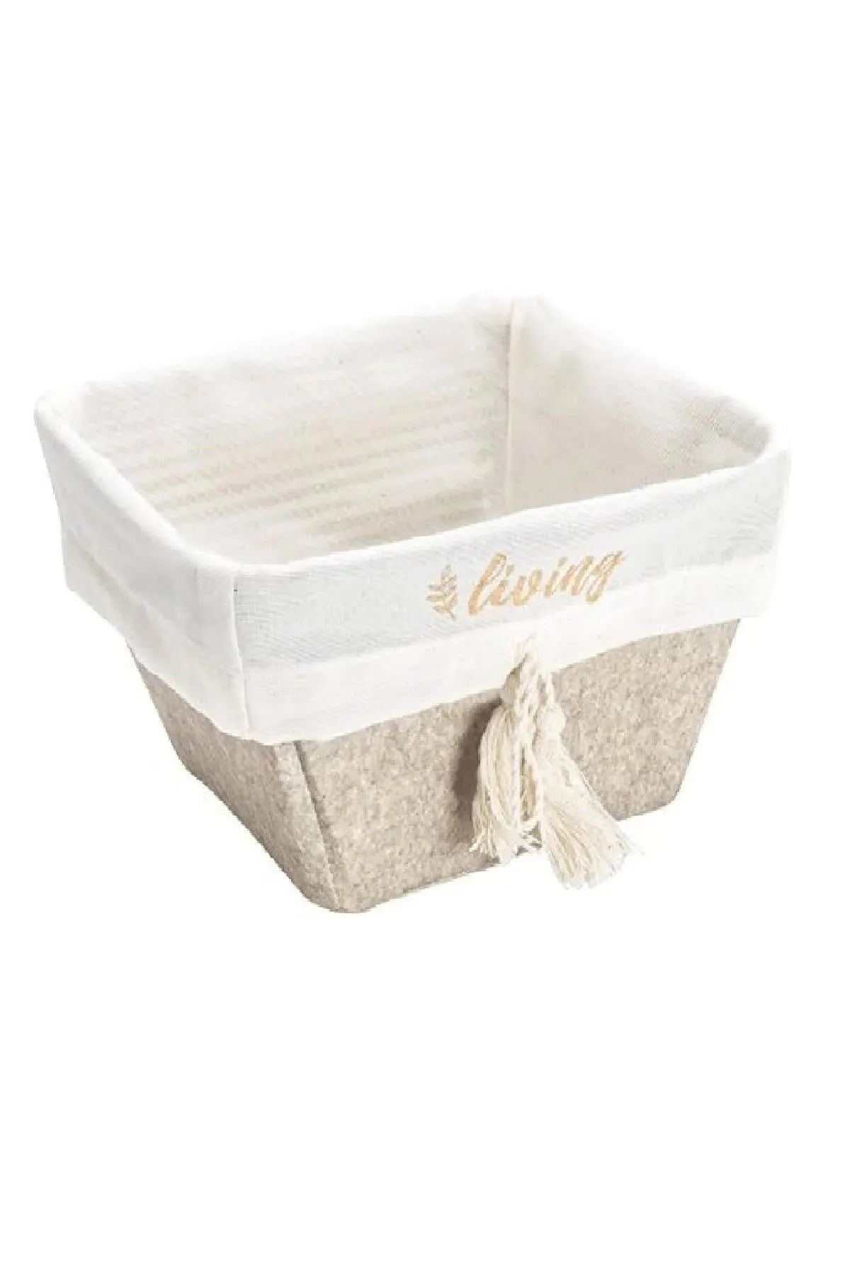 Lüx Keçe Kare Sepet Mini 18X18X11 cm - Bej
